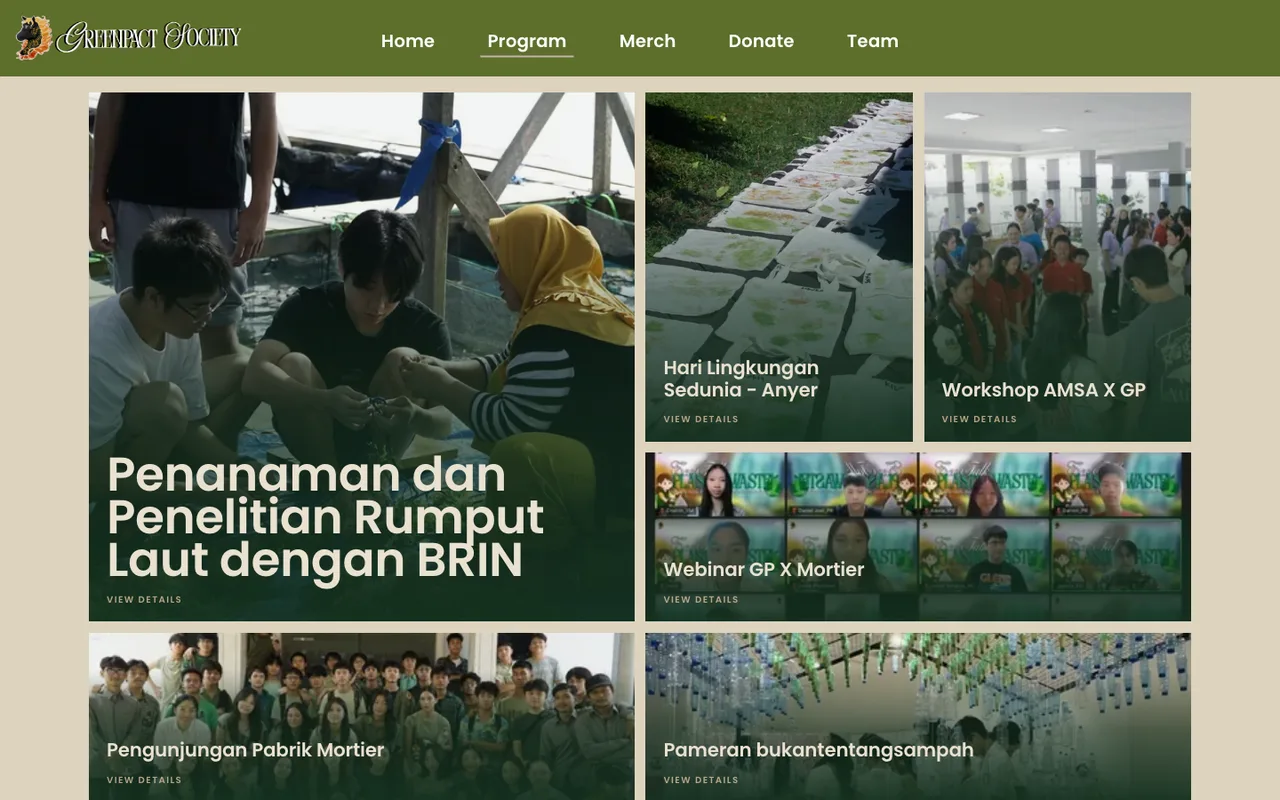 Tangkapan layar situs Greenpact Society