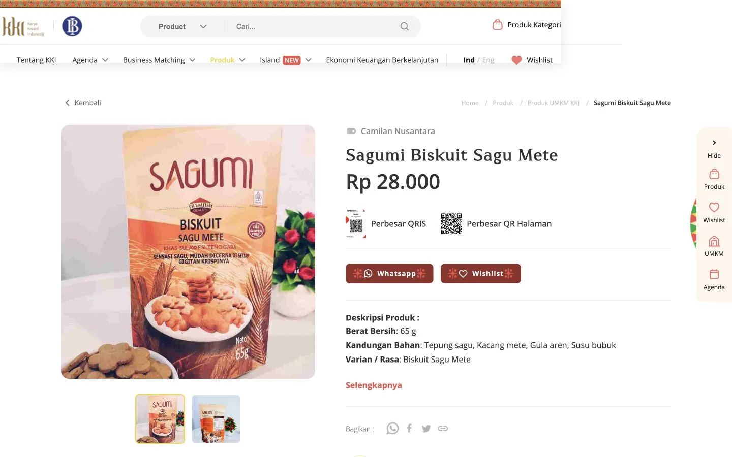 Sebelum: Halaman produk Sagumi di direktori KKI